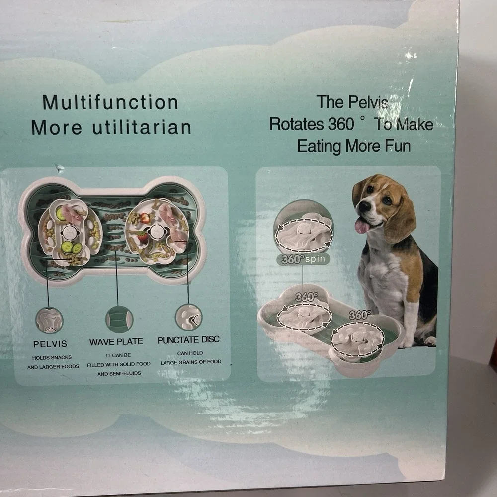 Lifeunion Slow Food Bowl Pet Large White Green NEW Interactive Puzzle Feeder